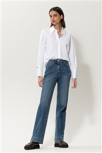 Luisa Cerano White loose fitting shirt with pleated details