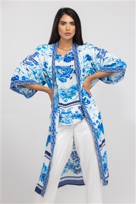 Inoa Kimono blue & white long shrug