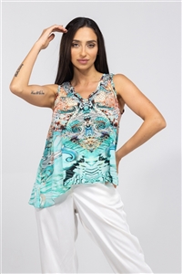 Inoa Gold Coast Turquoise flowing silk top