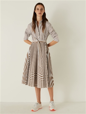 Marella Praga cotton and polyester grey and white striped dress, shirt style at top
