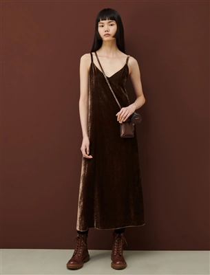 Marella Gaia dark brown velvet dress Flowing velvet maxi dress