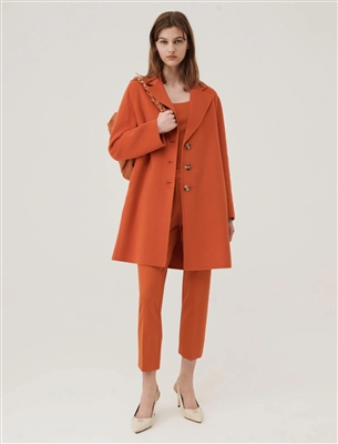 Marella Betel pumpkin straight-fit double-faced wool-blend coat