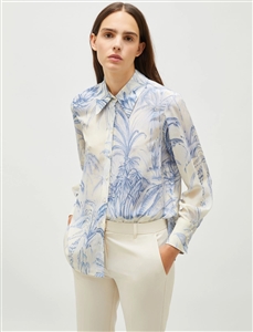 Marella Conio  Dust Blue printed 100% silk shirt