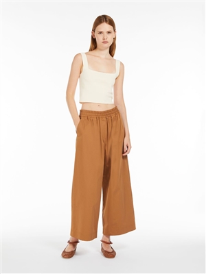 MaxMara Weekend  Placido terracotta trousers in pure cotton sateen trousers