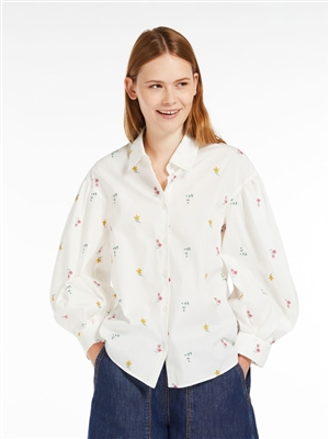 MaxMara Weekend Villar white patterned cotton shirt with a delicate all-over embroidered pattern