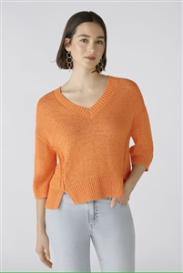 Oui Vermillion orange jumper with shortened ribbon yarn