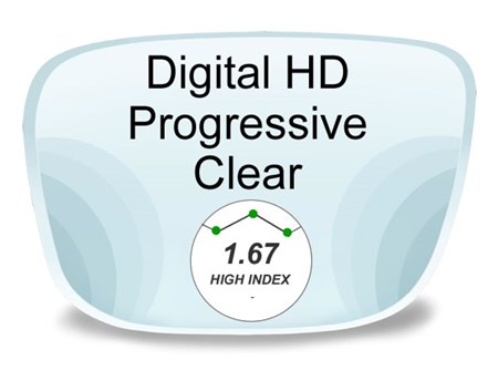Digital (HD) Progressive High Index 1.67 Prescription Eyeglass Lenses