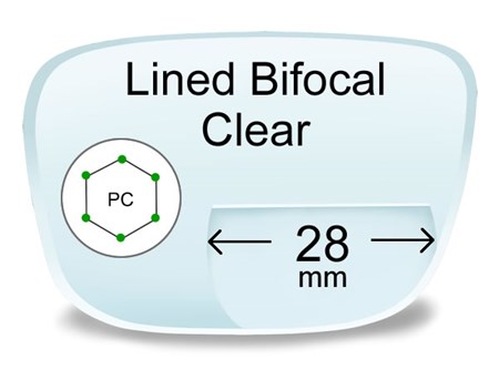 Lined Bifocal 28mm Polycarbonate Prescription Eyeglass Lenses
