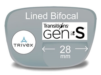 Lined Bifocal 28mm Trivex Transitions VI Prescription Eyeglass Lenses