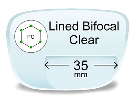 Lined Bifocal 35mm Polycarbonate Prescription Eyeglass Lenses