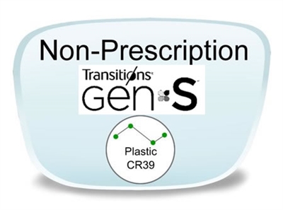 Non-Prescription Plastic Transitions VI Eyeglass Lenses