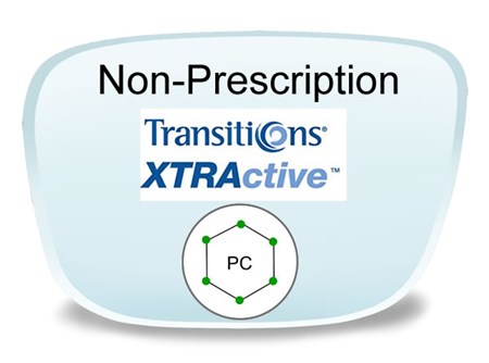 Non-Prescription Polycarbonate Transitions XTRActive Eye & Sunglass Lenses