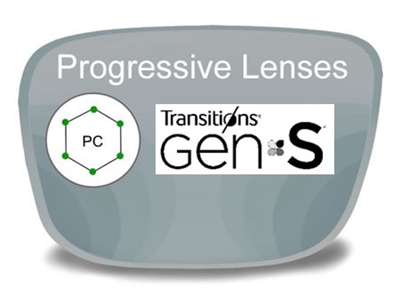 Progressive (no-line) Polycarbonate Transitions VI Prescription Eyeglass Lenses