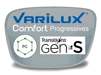 Varilux Comfort 2 Progressive (no-line) Polycarbonate Transitions VI Prescription Eyeglass Lenses