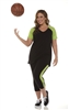 Combo Plus Size Baseball Shirt & Capri Pants Black with Apple Green Sleeves