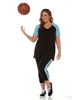 Combo Plus Size Baseball Shirt & Capri Pants Black with Turquoise Sleeves