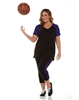 Combo Plus Size Baseball Shirt & Capri Pants Black with Purple Sleeves