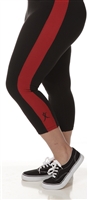 Plus Size Capri Pants - Black with Red Stripes