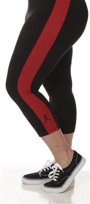 Plus Size Capri Pants - Black with Red Stripes