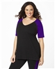 Plus Size Baseball Shirt - Black with Purple Sleeves