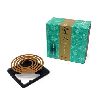 RAKUZAN - Hakugyokuran (White Magnolia) 30 coils | Nippon Kodo, Japanese Quality Incense, Since 1575