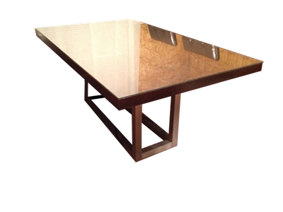 Walnut Veneer Glass Top Table