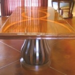 Mahogany with Teak Inlay Dining Table and Chairs