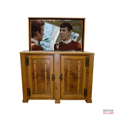 Transitional Old World TV Lift Cabinet