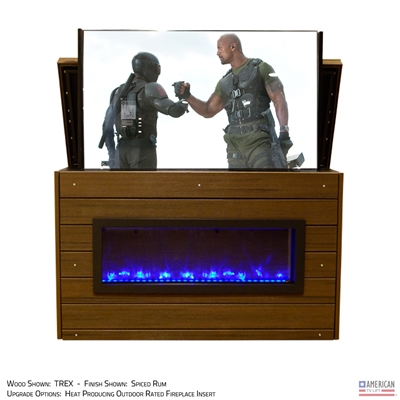 55" TV Lift Cabinet - Modern New York Outdoor Fireplace (SC)