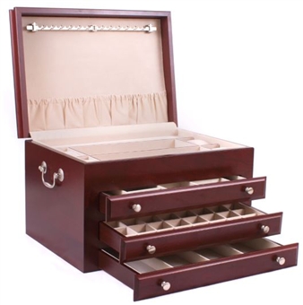 Large Solid Hardwood Jewelry Chest