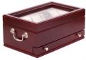 Solid Hardwood Drawered Watchbox in Mahogany, Glass Top