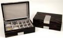 Burlwood Luxury Watch Box with Stainless Steel Accents