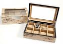 Burlwood Ivory Color Watch Box with Glass Top