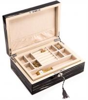 Locking Wooden Jewelry Box with Tray