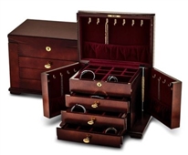 Cherry Finish Jewelry Chest with Side Cabinets