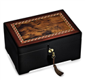Ebony Wood Jewelry Box with Inlaid Design for Men or Women