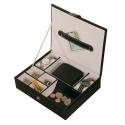 Men's Black Leather Jewelry Box, Leather Valet Box, Mele Carson 685-11
