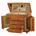Large Oak Jewelry Box, Mele Josephine Jewelry Box Chest with necklace holder sides, ring and earring organizers, Mele & Co 0076011