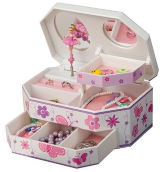 Plastic Ballerina Music Jewelry Box with Butterflies, Mele Kelsey 00810S11M