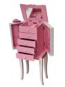 Girls Painted Jewelry Armoire in White and Pink