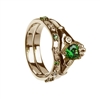 14k White Gold Green & White CZ Claddagh Ring Wedding Ring Set