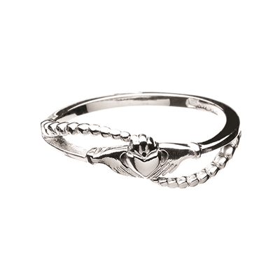 Sterling Silver Contemporary Ladies Claddagh Ring 5mm
