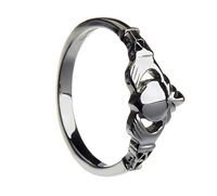 10k White Gold & Trinity Knot Cuffs Medium Ladies Claddagh Ring