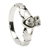 SPECIAL 10k White Gold April (Cubic Zirconia) Birthstone Claddagh Ring