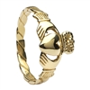 10k Yellow Gold Twist Shank Ladies Claddagh Ring 10.3mm