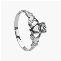 10k White Gold Baby Claddagh Ring 6.7mm