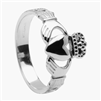 14k White Gold Men's Celtic Rope Claddagh Ring 11mm