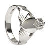 14k White Gold No.26 Style Heavy Men's Claddagh Ring 15.3mm