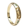 10k Yellow Gold Diamond Emerald Claddagh Eternity Ring 4.4mm