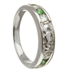 14k White Gold Diamond Emerald Claddagh Eternity Ring 4.4mm
